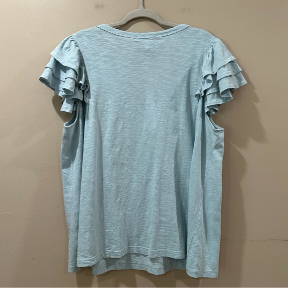 JANE AND DELANCEY Top Flutter Sleeve Stretch Button Green Womens Plus 2X Casual - Picture 3 of 7